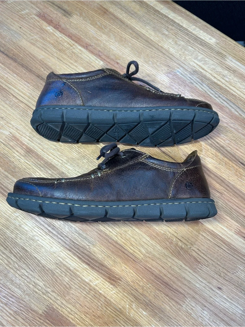 Born Men's Dark Brown Leather Moc Toe Lace-Up Loafers